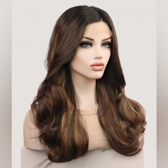 Uniwigs Loco Cocoa Brunette Balayage T-Part Synthetic Lace Front Wig - Picture 2 of 4